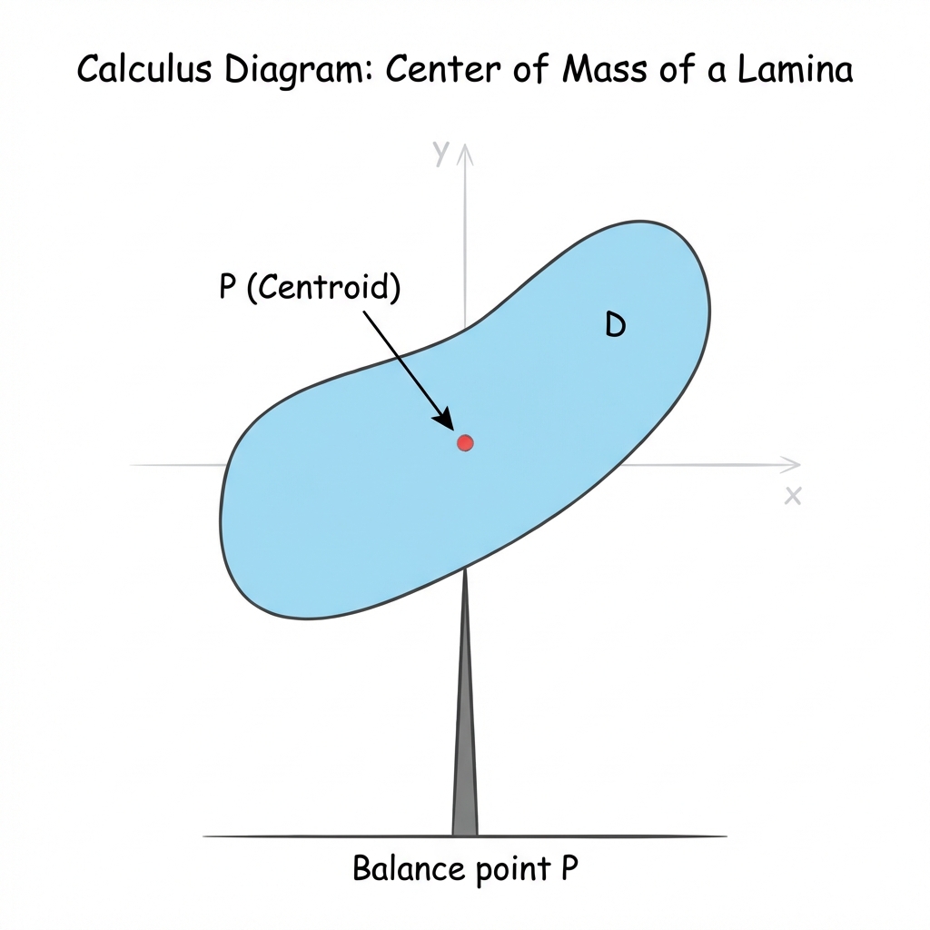 A lamina balanced on its centroid point P