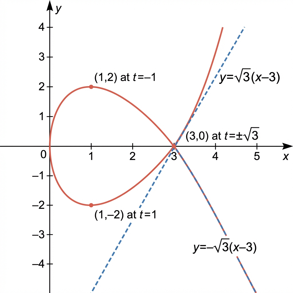Parametric curve with tangent lines at self-intersection